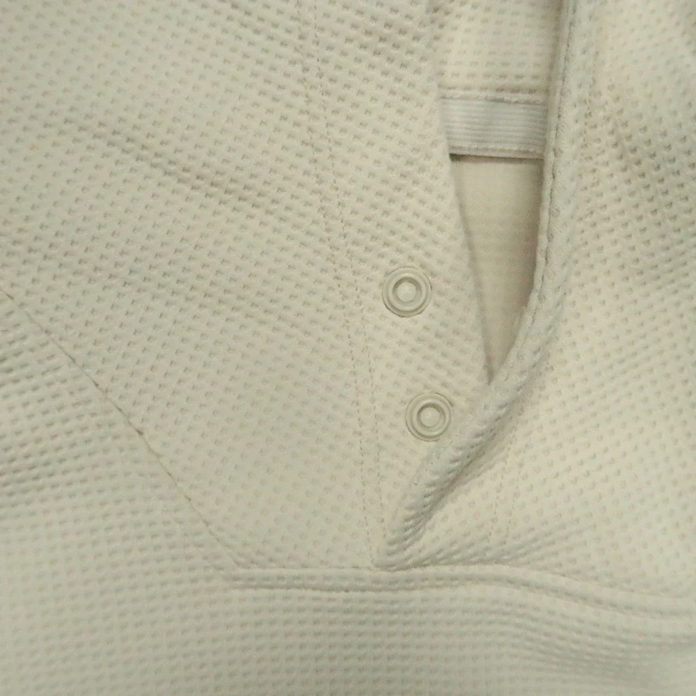 Lululemon Hoodie Men Medium Natural Ivory Shift Stitch Snap Pullover Long Sleeve